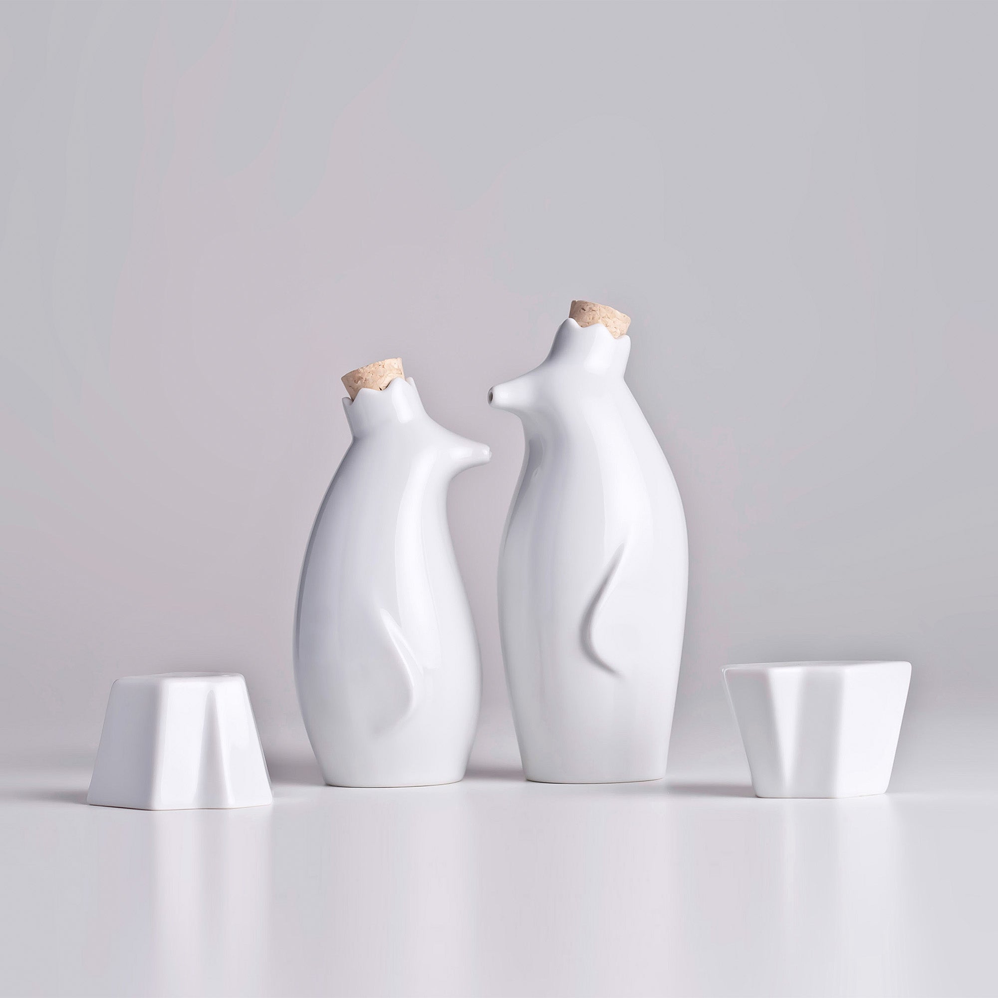 Penguin King - Porcelain Oil & Vinegar Dispensers Set
