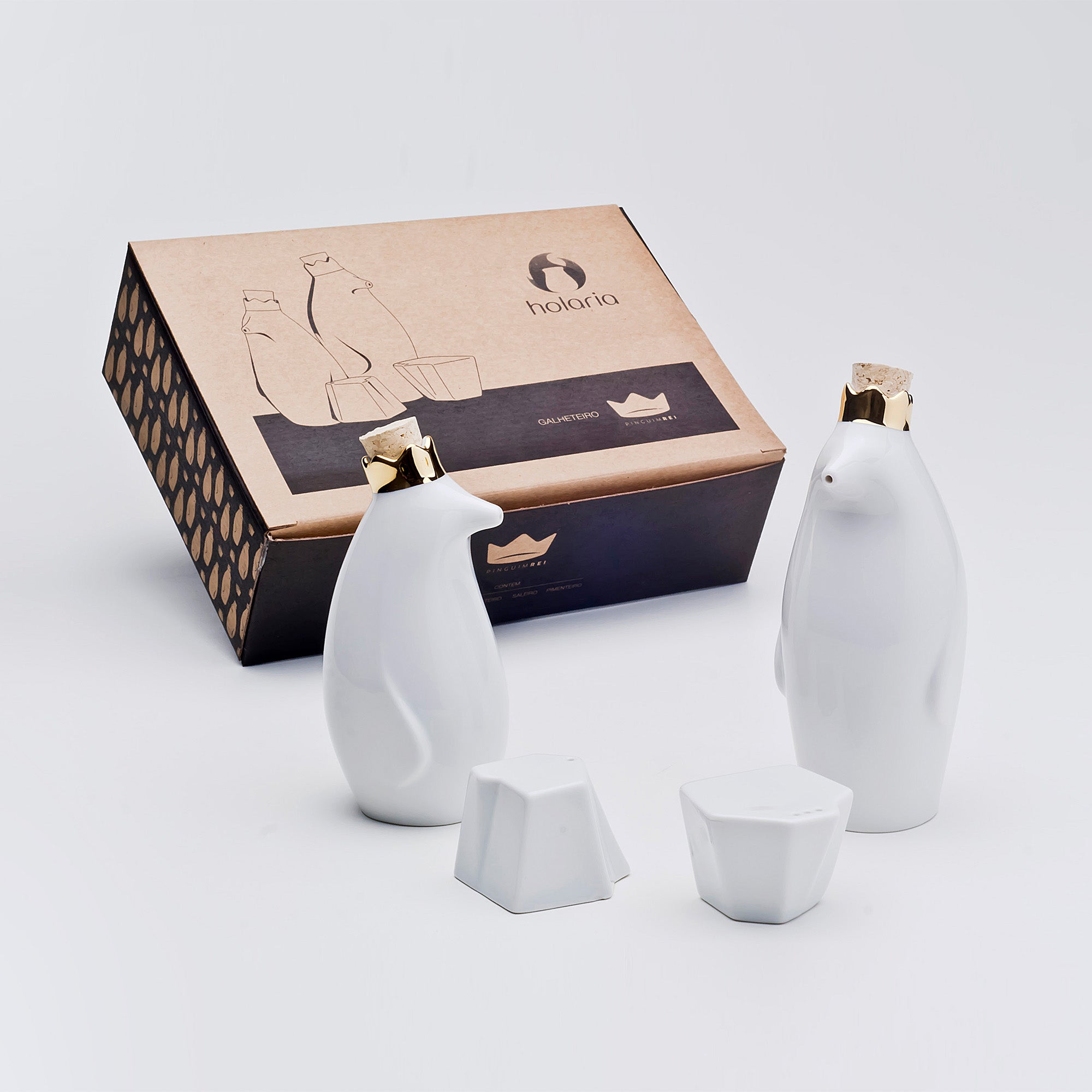 Penguin King - Porcelain Oil & Vinegar Dispensers Set