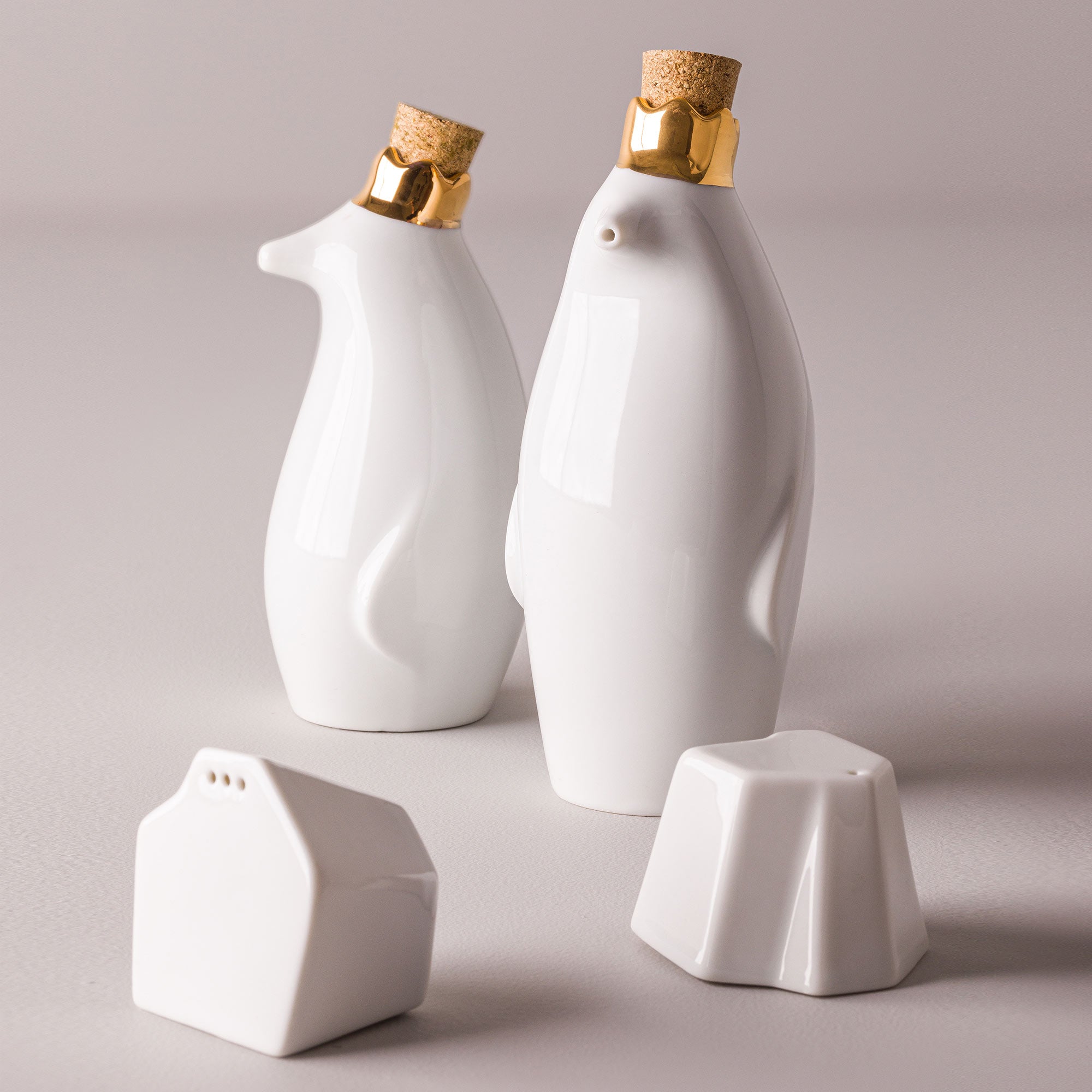 Penguin King - Porcelain Oil & Vinegar Dispensers Set
